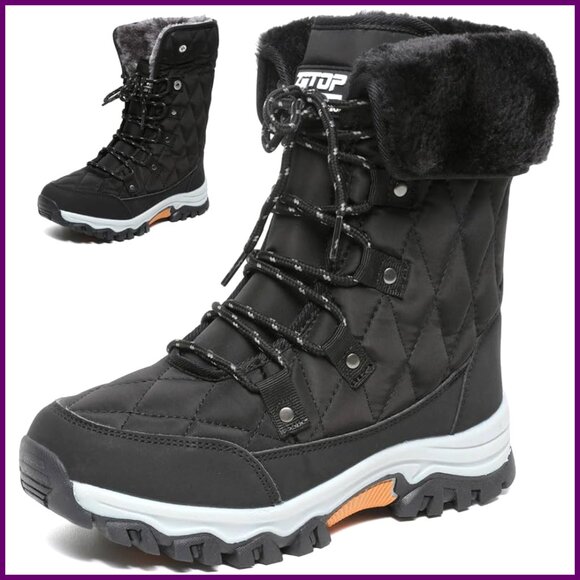 Women's Snow Boots Fur Lined Waterproof Anti-Slip Winter Outdoor Shoes